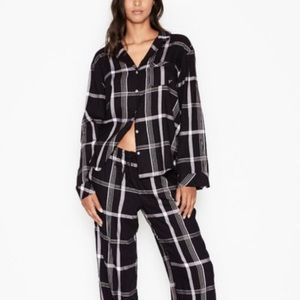 Victoria’s Secret Black Plaid Pajama Button Down Shirt
